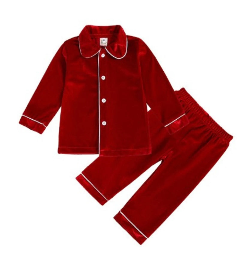 Personalised Red Velour Pjs