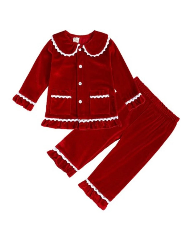 Personalised Red Velour Pjs